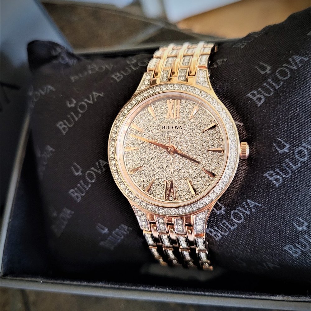 Bulova Rose Gold Crystal Accent Women's Watch